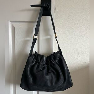HOBO Metallic Grey Ruched Top Shoulder Bag